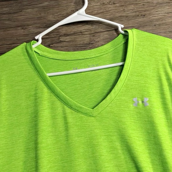 Under Armour Bright Green V-Neck Short Sleeve Tee - Picture 5 of 10